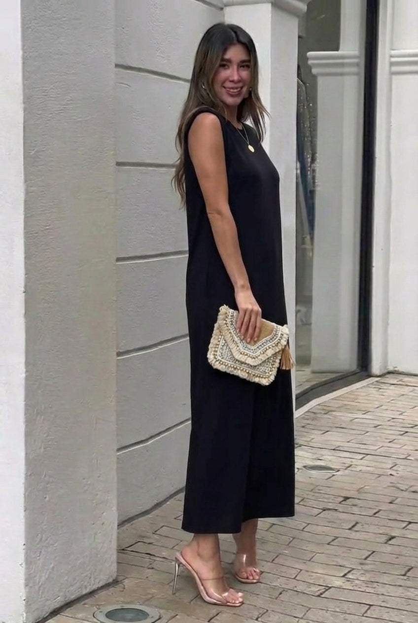 AuraBarcelona™ Inma | Vestido largo fluido antiarrugas