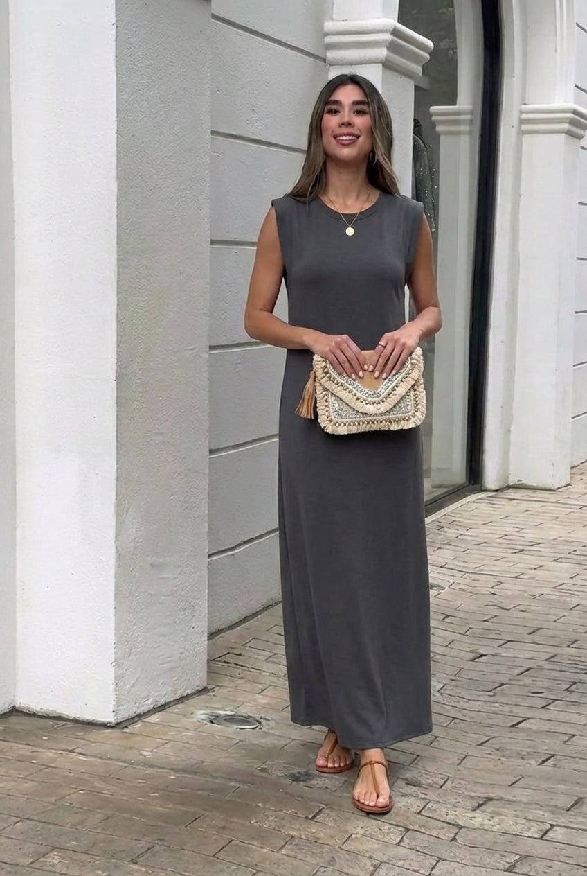 AuraBarcelona™ Inma | Vestido largo fluido antiarrugas