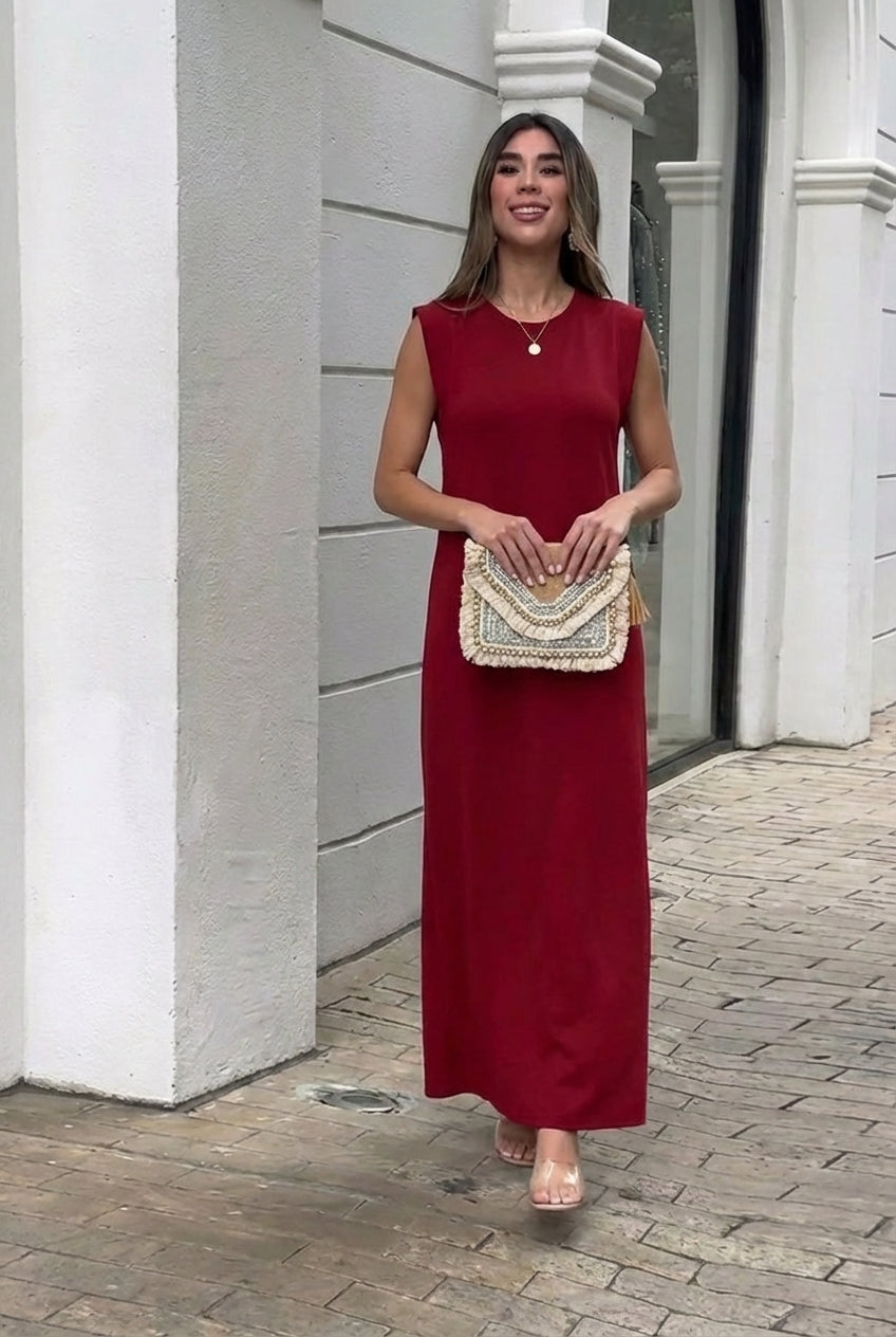 AuraBarcelona™ Inma | Vestido largo fluido antiarrugas