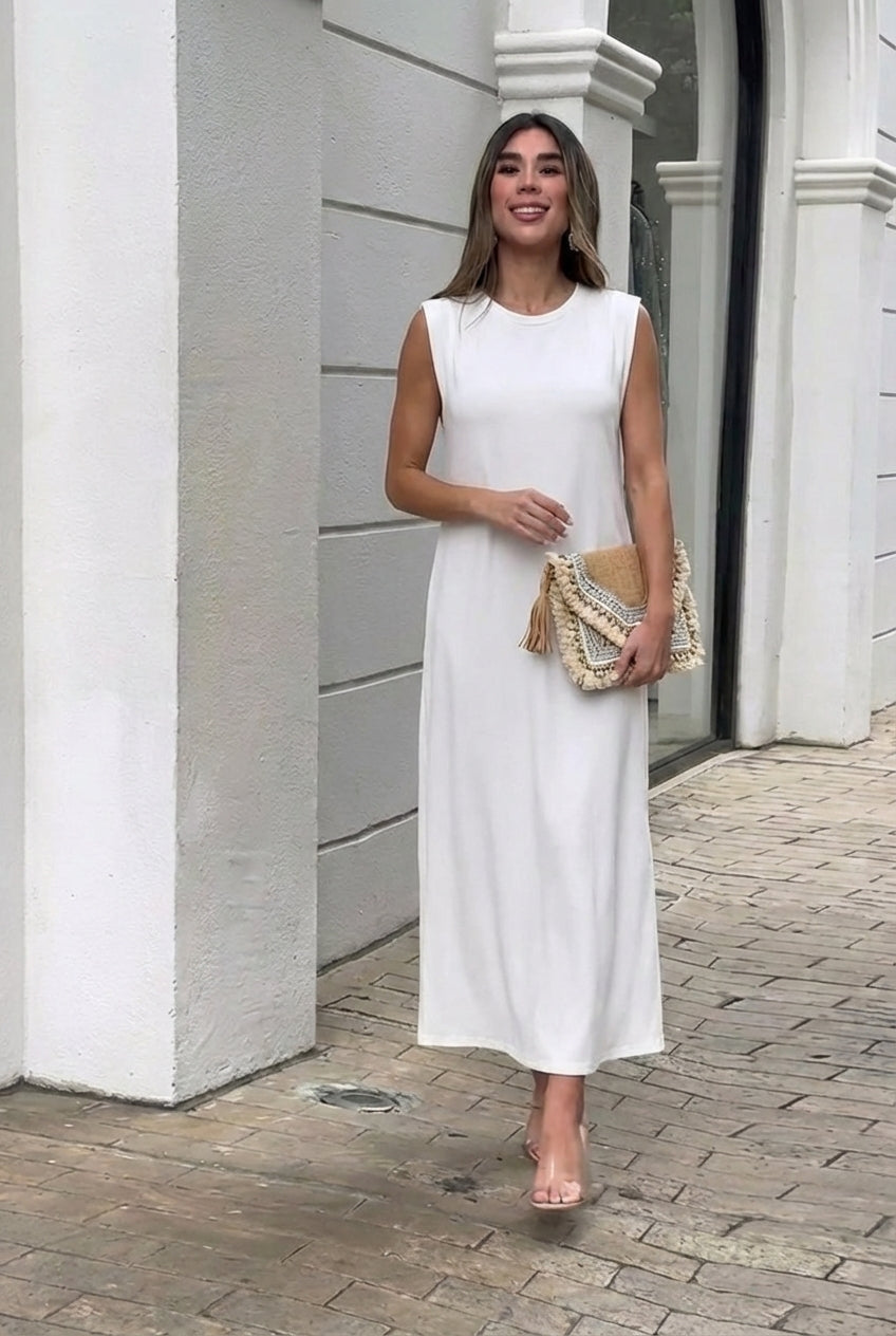 AuraBarcelona™ Inma | Vestido largo fluido antiarrugas