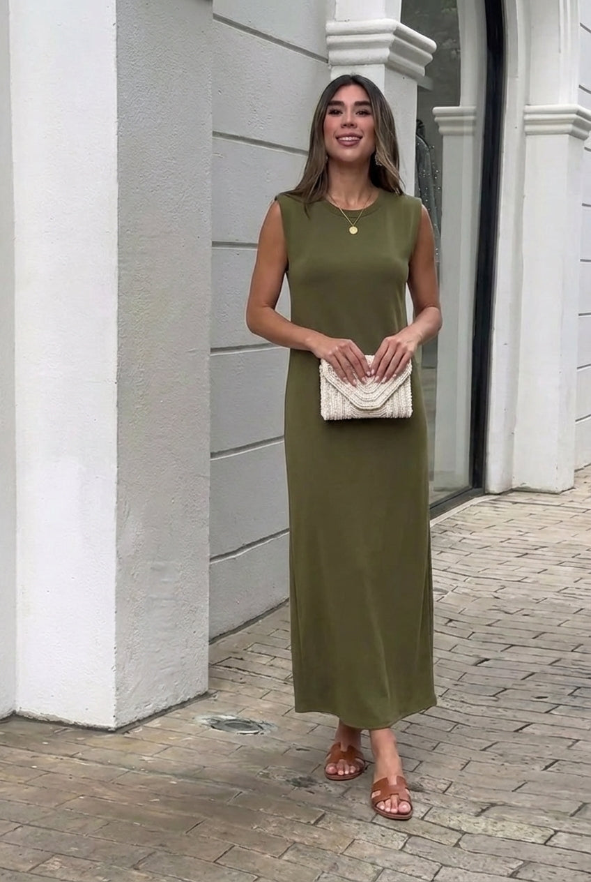 AuraBarcelona™ Inma | Vestido largo fluido antiarrugas