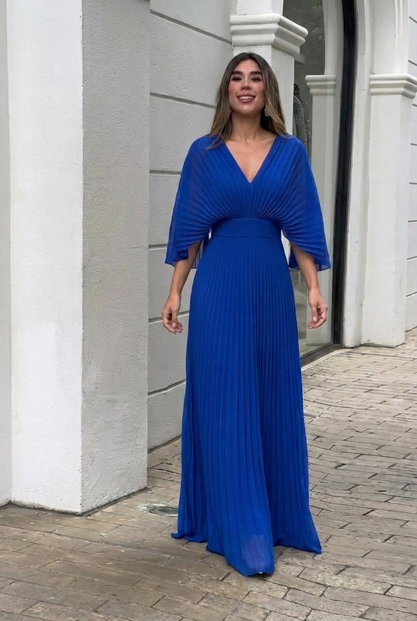 AuraBarcelona™ Natalia | Vestido largo plisado elegante