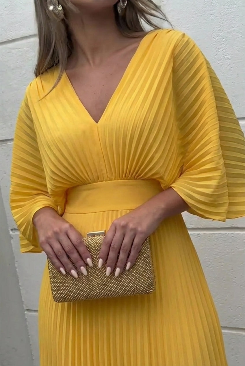 AuraBarcelona™ Natalia | Vestido largo plisado elegante