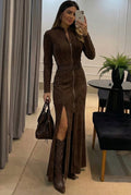 AuraBarcelona™ Cayetana | Vestido Largo de Ante