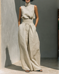 AuraBarcelona™ | CONJUNTO MINIMALISTA DE LINO Y ALGODÓN