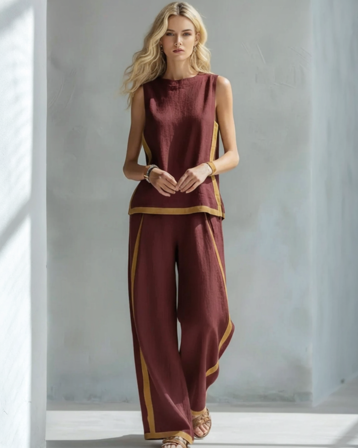 AuraBarcelona™ | CONJUNTO ELEGANTE DE ALGODÓN Y LINO