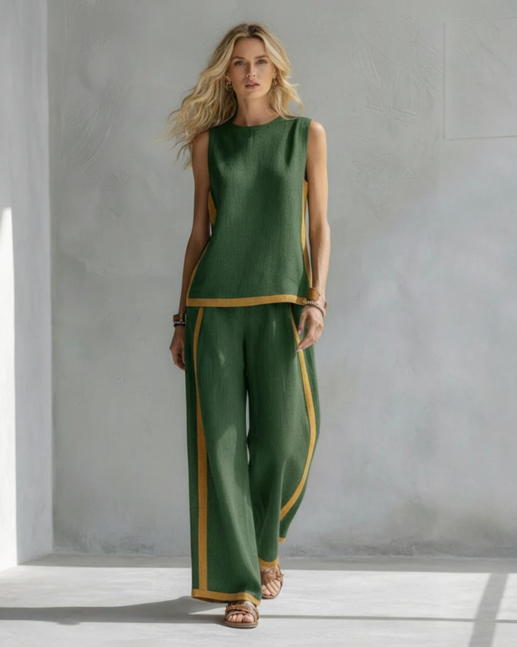 AuraBarcelona™ | CONJUNTO ELEGANTE DE ALGODÓN Y LINO