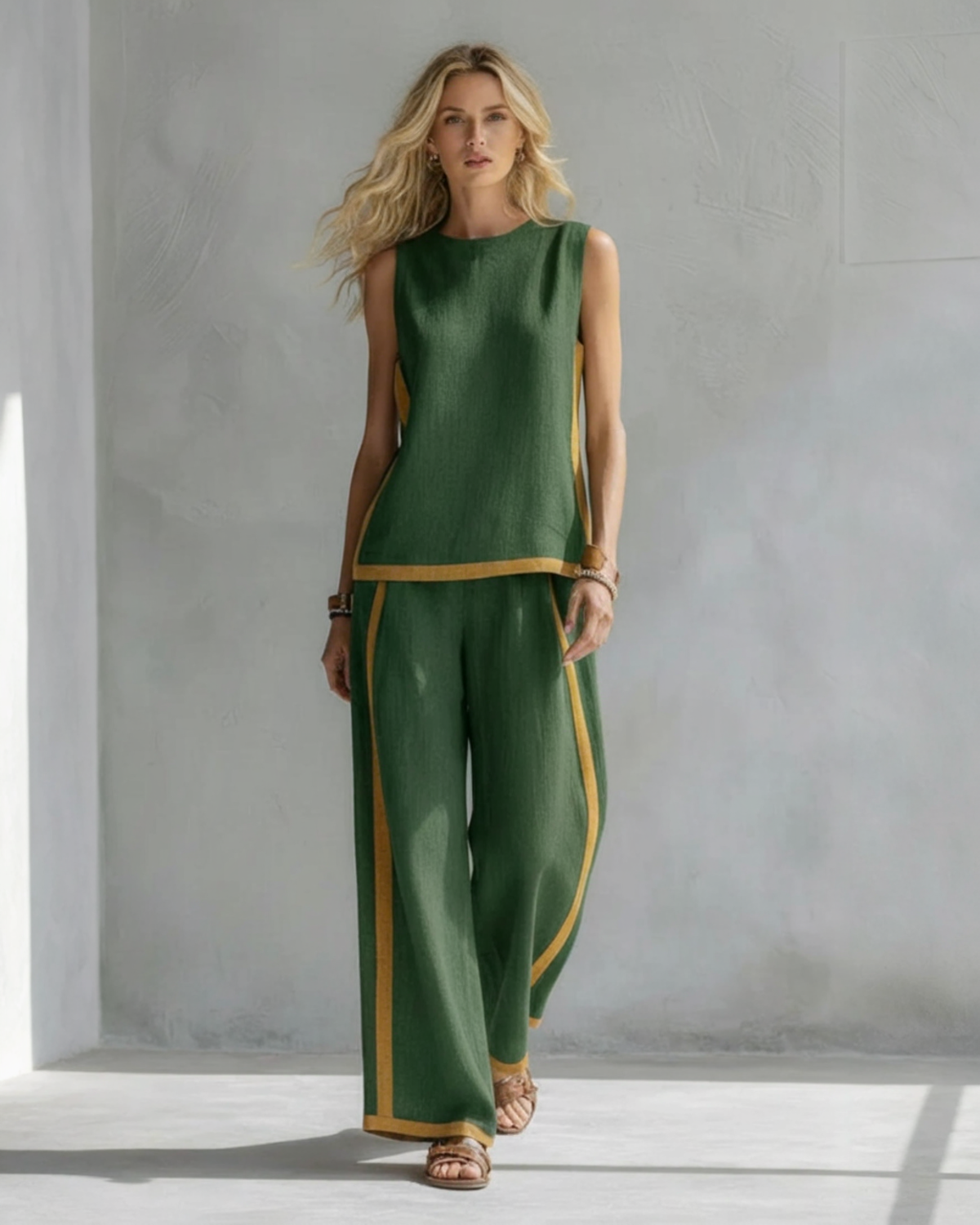 AuraBarcelona™ | CONJUNTO ELEGANTE DE ALGODÓN Y LINO