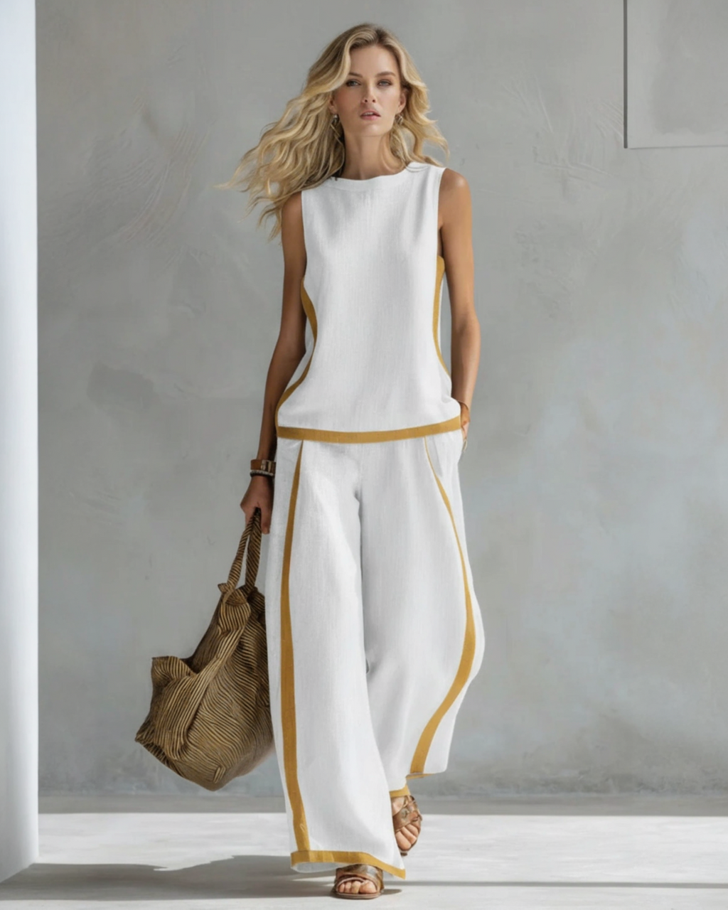 AuraBarcelona™ | CONJUNTO ELEGANTE DE ALGODÓN Y LINO