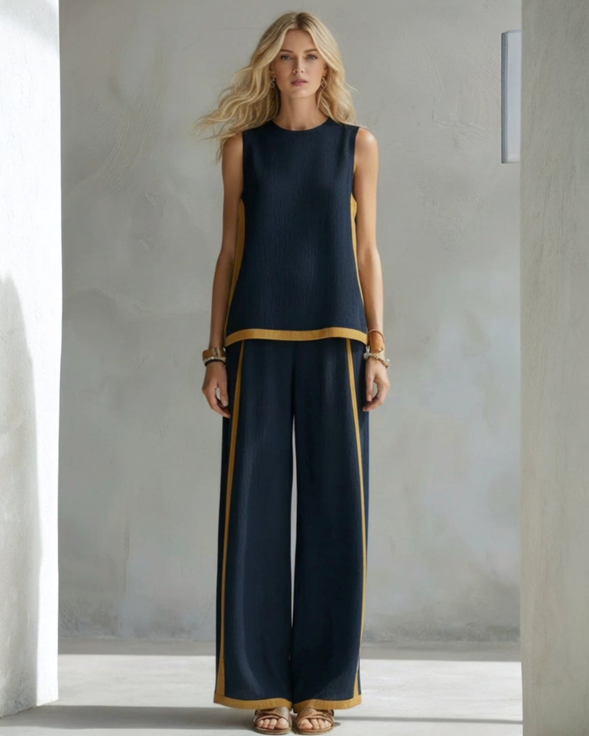 AuraBarcelona™ | CONJUNTO ELEGANTE DE ALGODÓN Y LINO