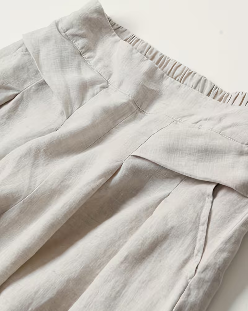 AuraBarcelona™ | PANTALONES DE LINO PIERNA ANCHA