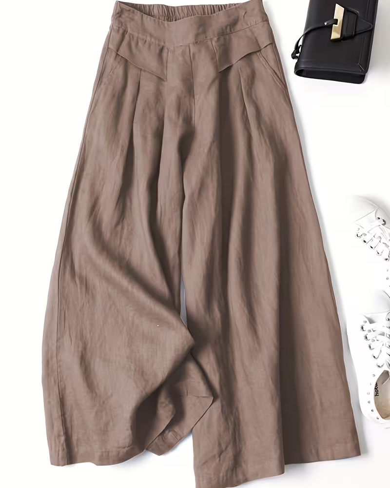 AuraBarcelona™ | PANTALONES DE LINO PIERNA ANCHA