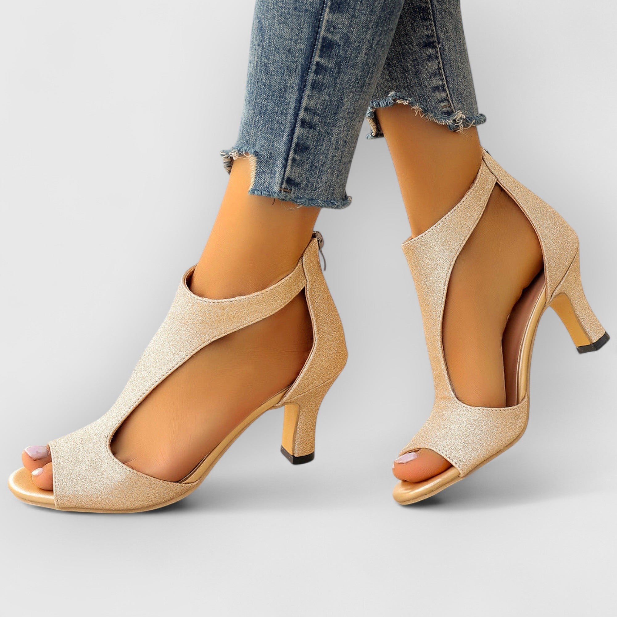 AuraBarcelona™ Nessa | Sandalias Ortopédicas Con Tacón Y Recorte