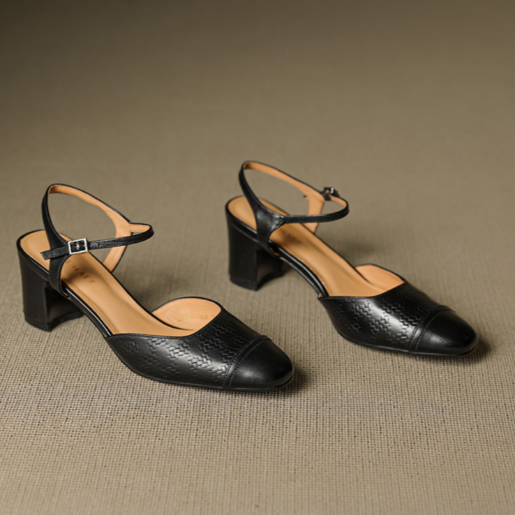 AuraBarcelona™ Tacones de Cuero Auténtico Valery