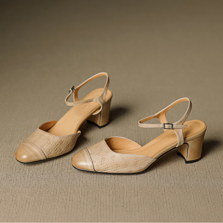 AuraBarcelona™ Tacones de Cuero Auténtico Valery